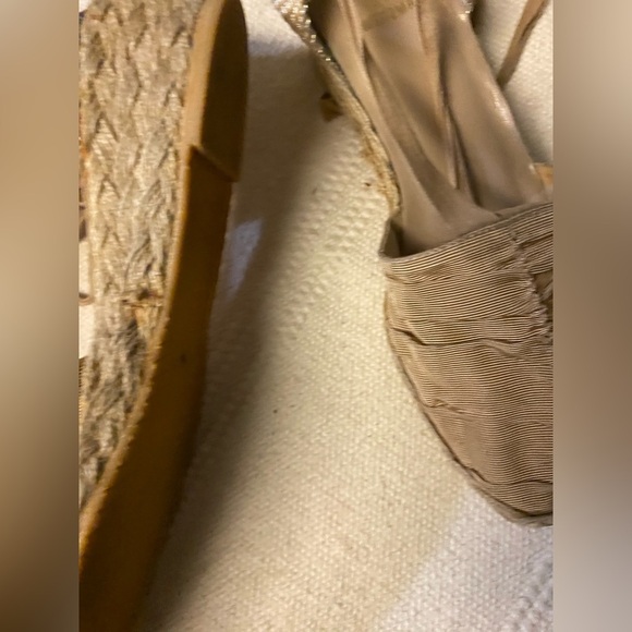 STUART WEITZMAN Beige leather Fabric Ankle Tie Espadrille Sandals SZ 6.5 - Picture 4 of 13